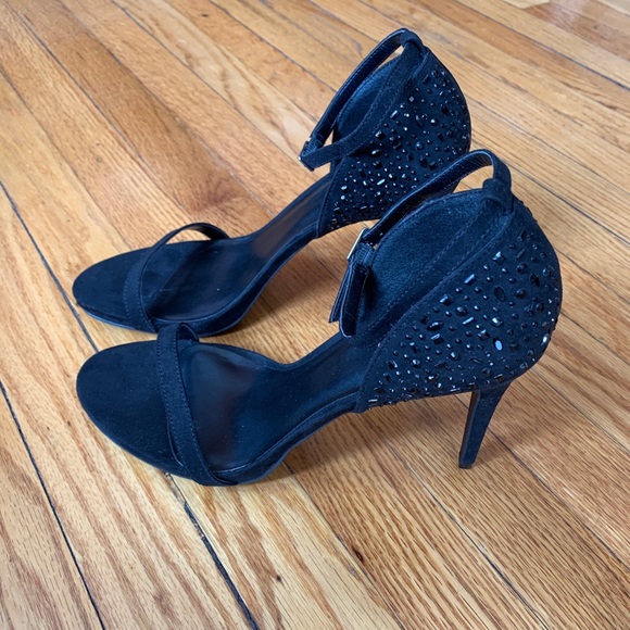 NINE WEST Black Suede Ankle Strap Heels - Picture 2 of 4